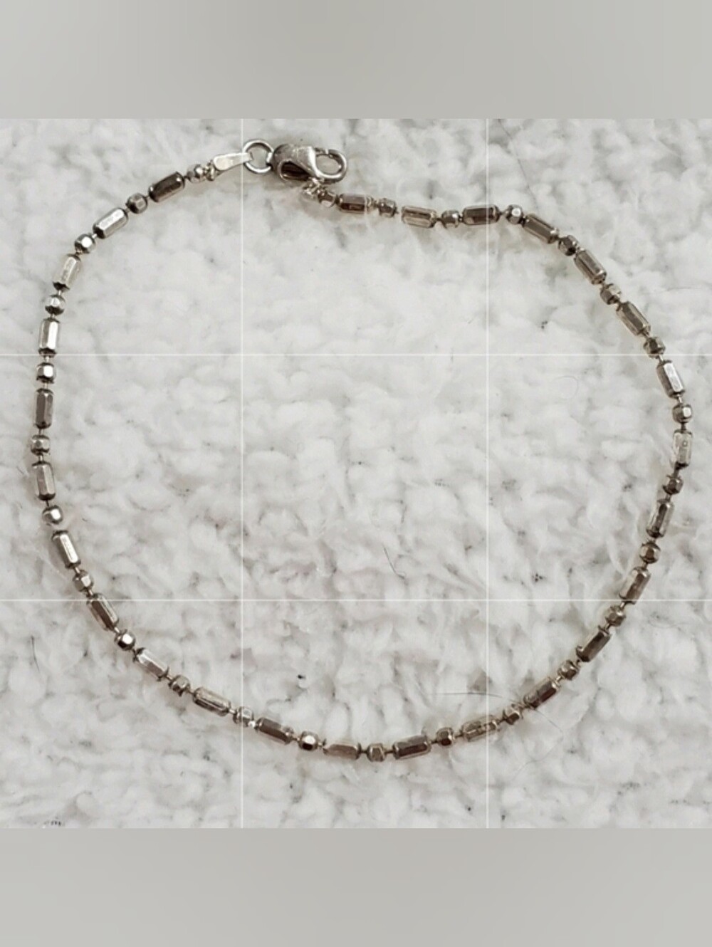 Vintage 925 Sterling Silver Dash Dot Anklet Ankle Bracelet